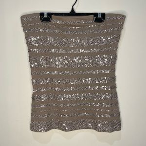 Vintage Express Y2K Tan Sequin Halter Top Size M